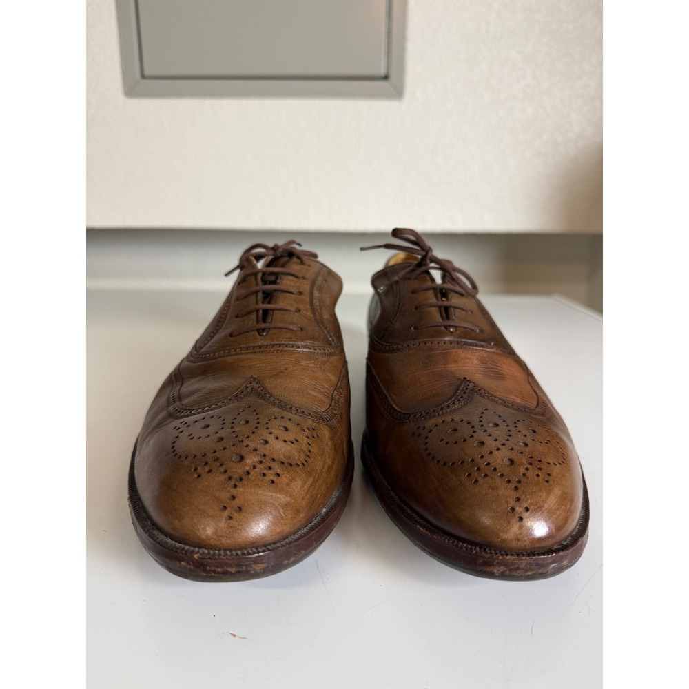 Italy Handmade Nancy Knox Gravati Mens 12 N Brown Leather Wingtip Oxford Brogue